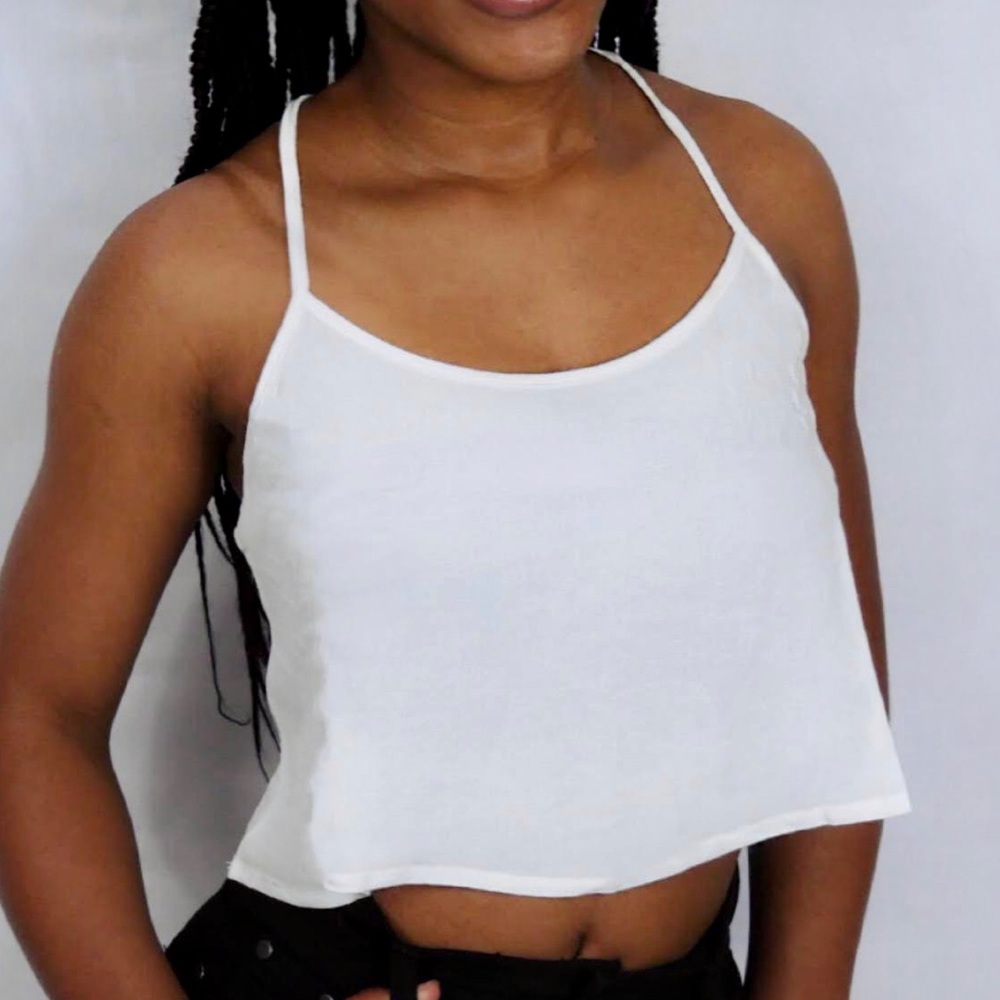 White flowy crop top
